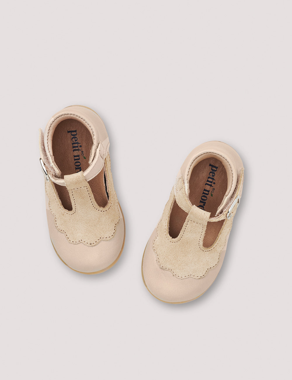 Petit Nord Cream Scalloped Baby Shoes - Soft Leather First Walkers for Newborns & Infants - Perfect for Special Occasions, Photo Shoots & Everyday Wear