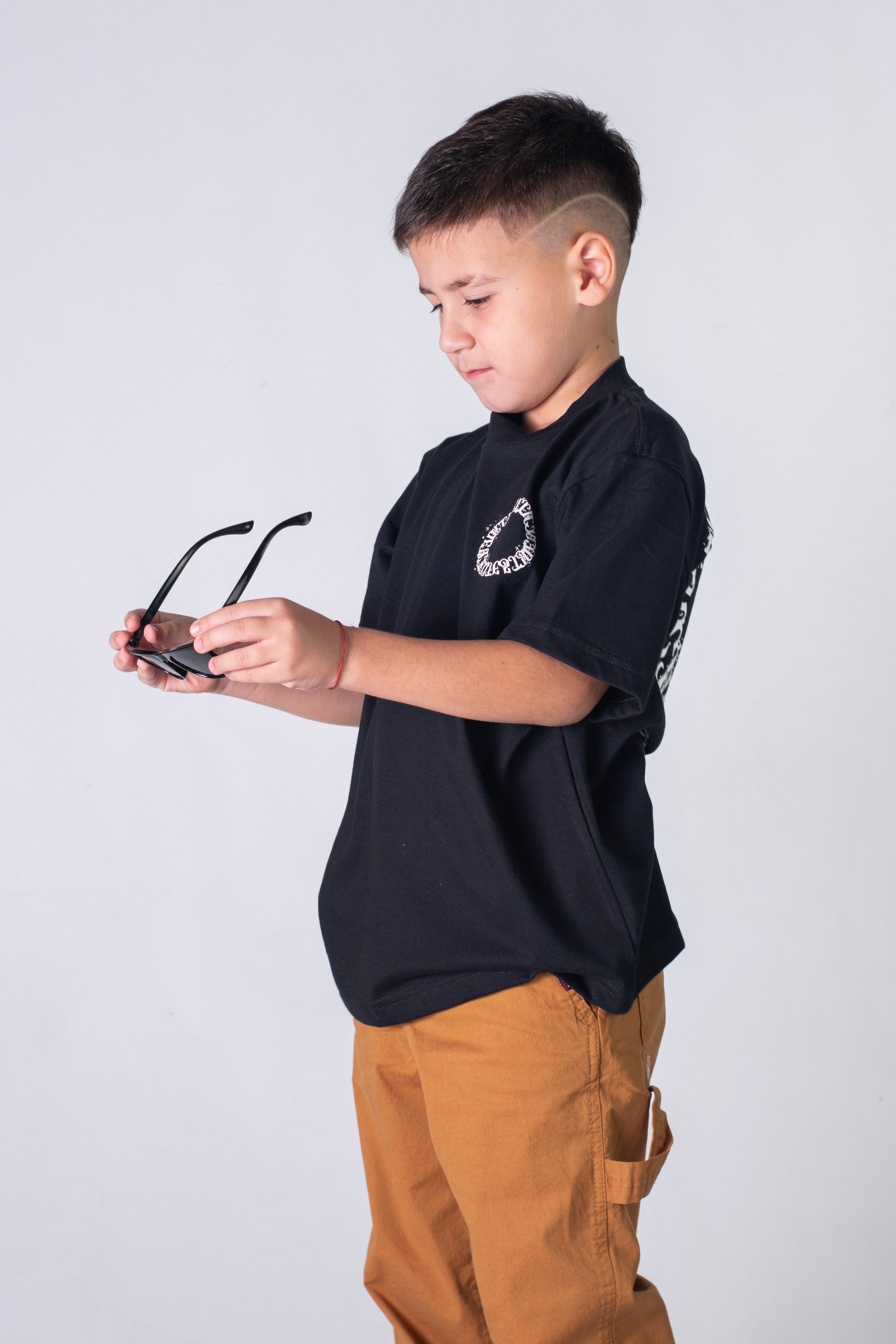 OCN Kids Goth Print Black T-Shirt for Boys & Girls - Trendy Gothic Style Tee for School, Parties & Halloween