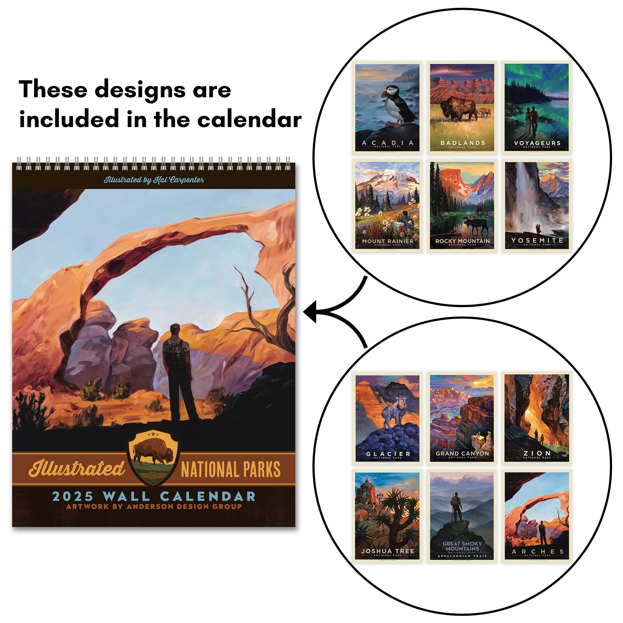 Americanflat 2025 Wall Calendar - Scenic National Park Artwork - 10x13 Large Wall Planner - 12 Month Hanging Calendar for Home & Office Organization - Perfect for Scheduling, Gift Giving & Wall Decor