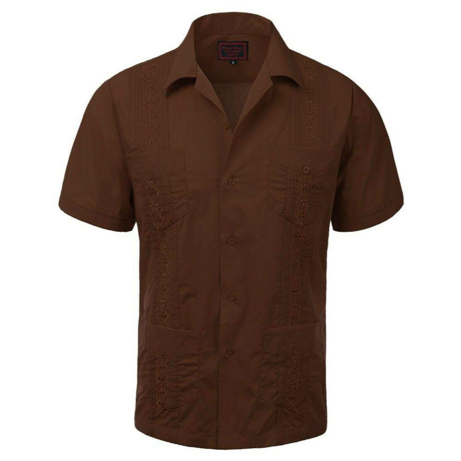 Maximos Men's Guayabera Shirt - Cuban Style Short Sleeve Button-Up for Summer, Beach, Wedding & Vacation - Lightweight Casual Dress Shirt for Tropical Outings, Parties & Resort Wear