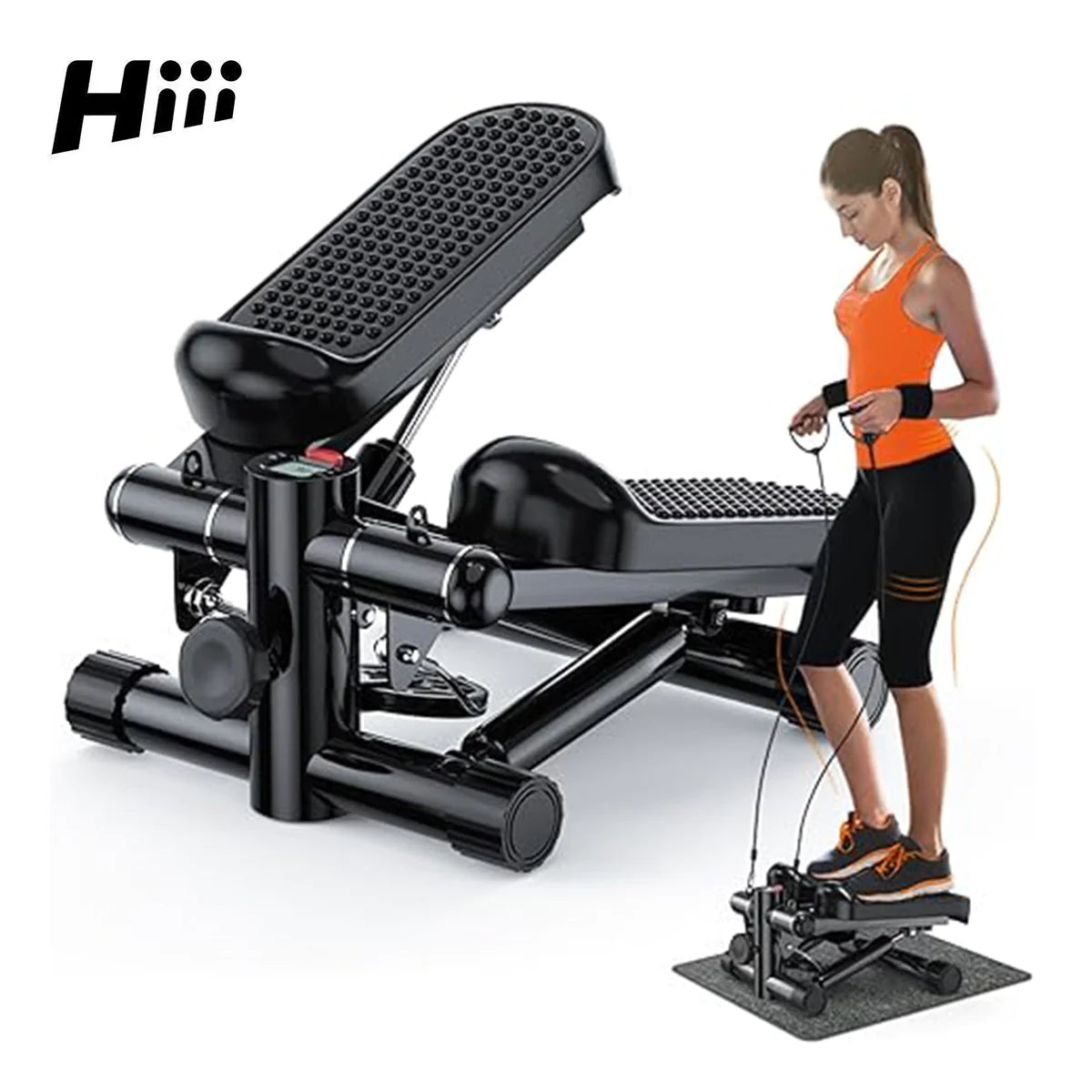 Stepper with Resistance Bands - Adjustable Fitness Stepper Machine for Home Workouts | Full Body Exercise Equipment for Legs, Arms & Core | Perfect for Cardio, Strength Training & Physical Therapy
