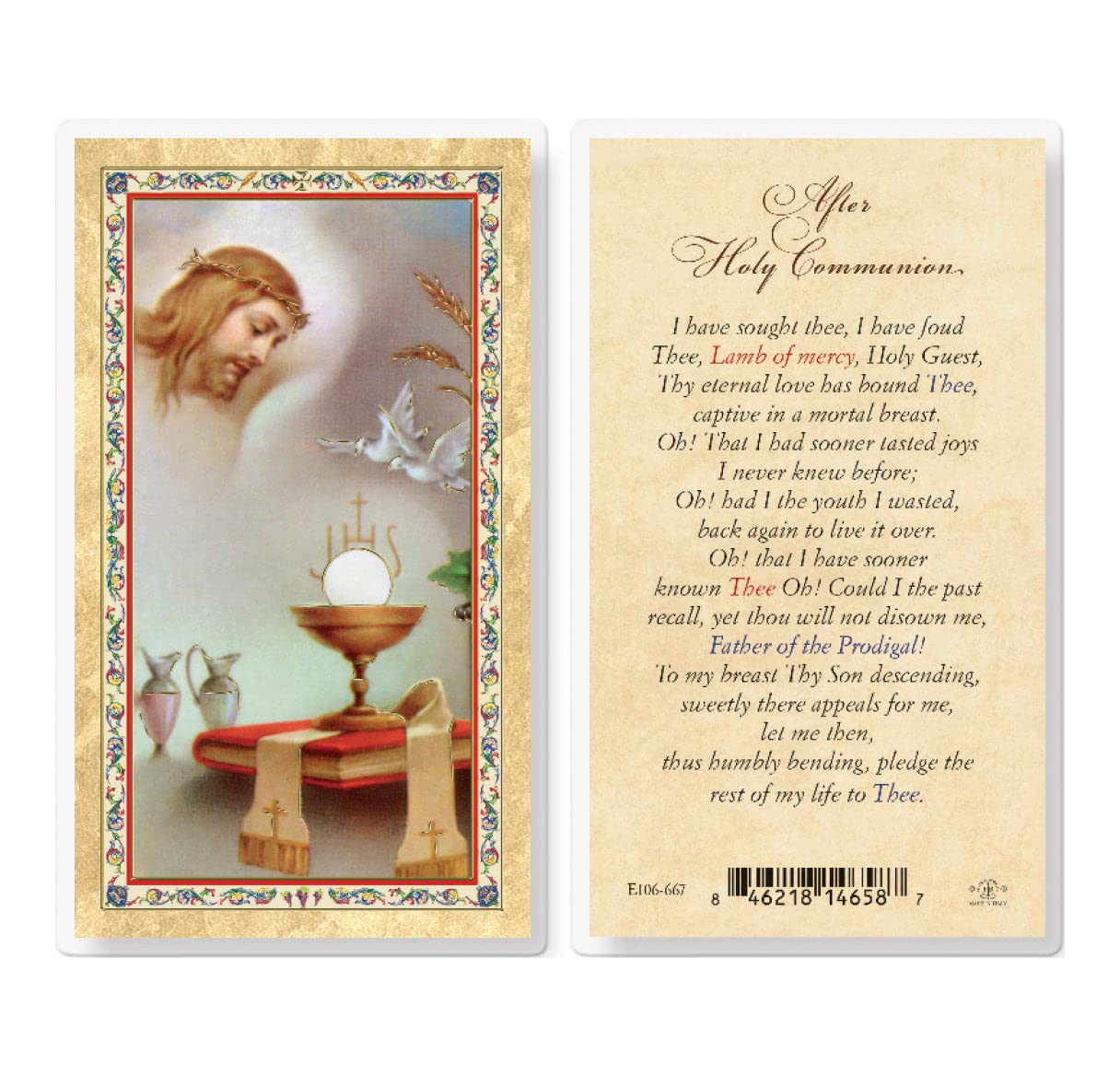 25 Pack Gold-Stamped Laminated Catholic Prayer Cards - Hirten After Holy Communion Prayer with Backside Devotion | Perfect for Church Services, First Communion Gifts & Religious Education