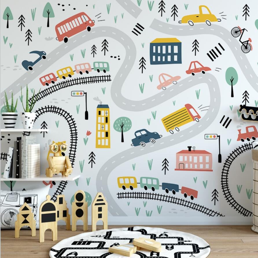 Adventurous Car Track Journey Wall Sticker - High-Quality Vinyl Decal for Kids Room, Playroom & Nursery Decor - Perfect for Boys Bedroom, Game Room & Themed Parties