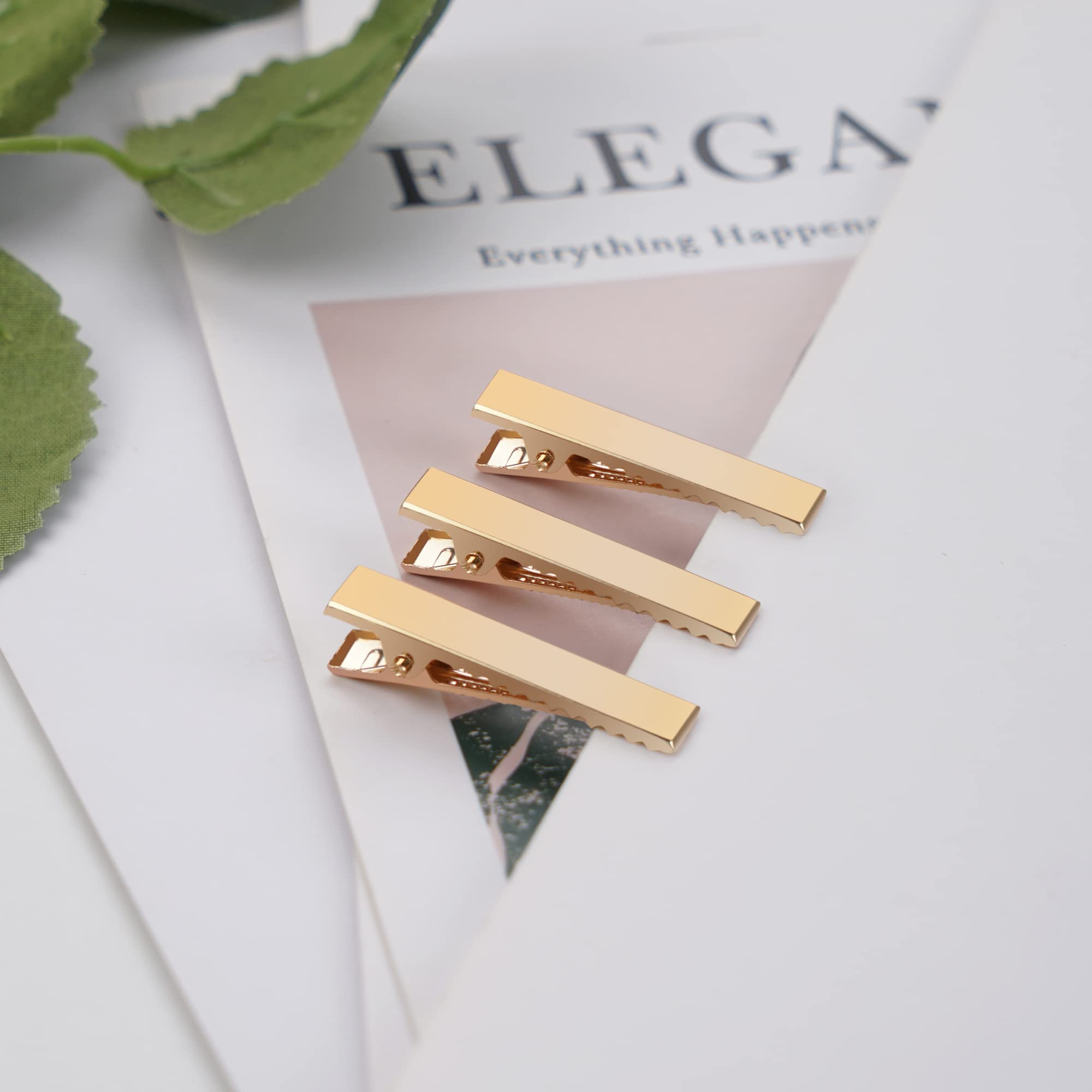 50 Pcs 3.5cm Gold Alligator Hair Clips for DIY Crafts, Hair Styling, Makeup & Accessories - Perfect for Bridal, Cosplay, Salon & Fashion Styling