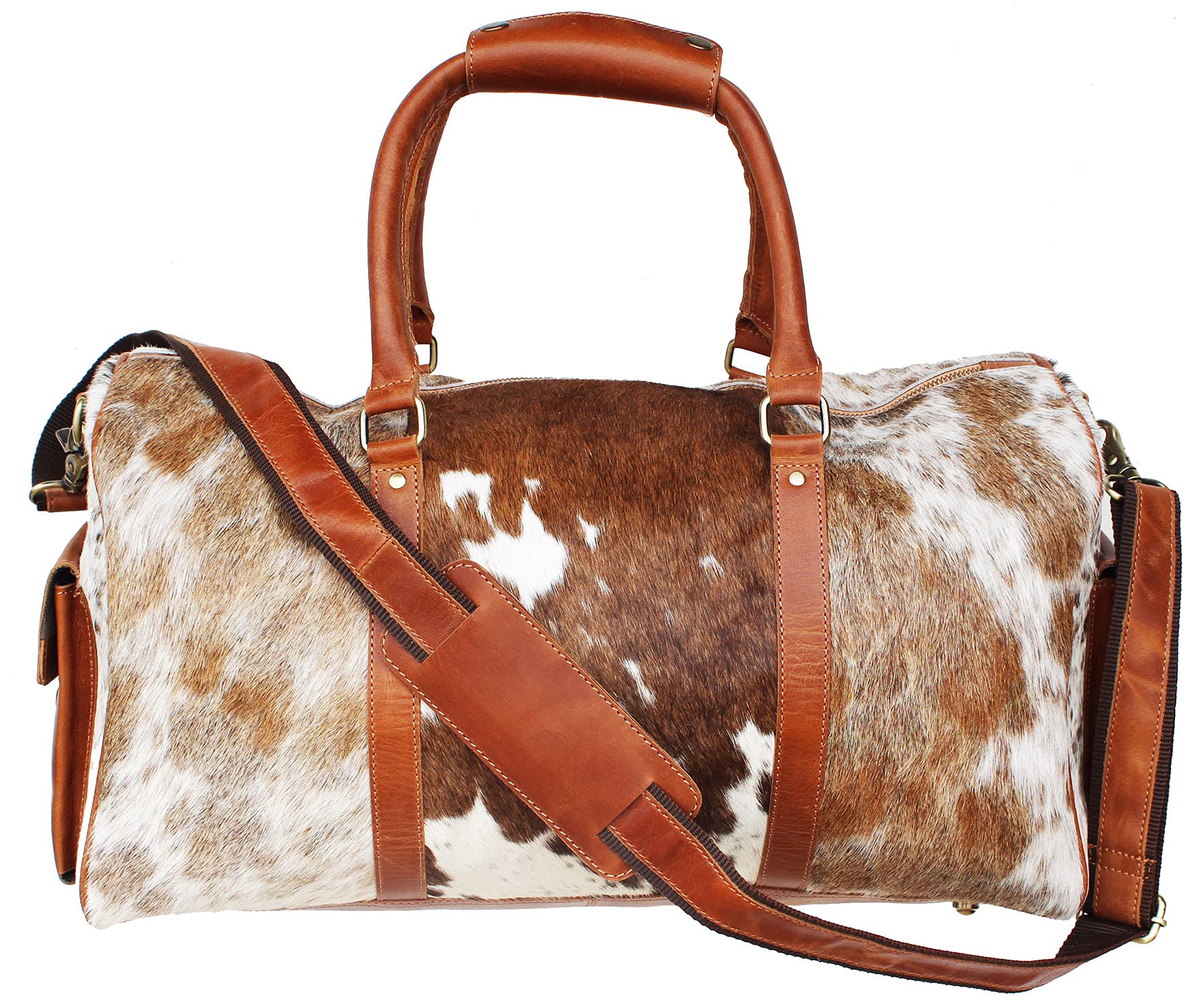 Premium Challenger Hair-On Cowhide Leather Weekender Duffle Bag - 103RT10 - Stylish & Durable Travel Duffel for Men & Women - Perfect for Weekend Getaways, Business Trips & Gym Use