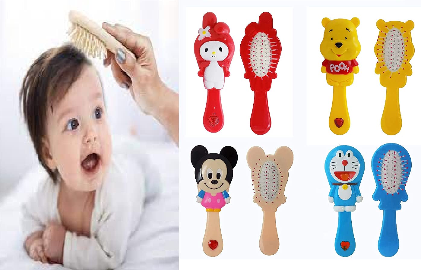 Wizme Baby Hair Brush - Soft Bristle Hairbrush for Newborns & Toddlers - Gentle Hair Accessory for Home & Travel Use - Perfect for Daily Hair Care & Styling (Random Pack of 1)