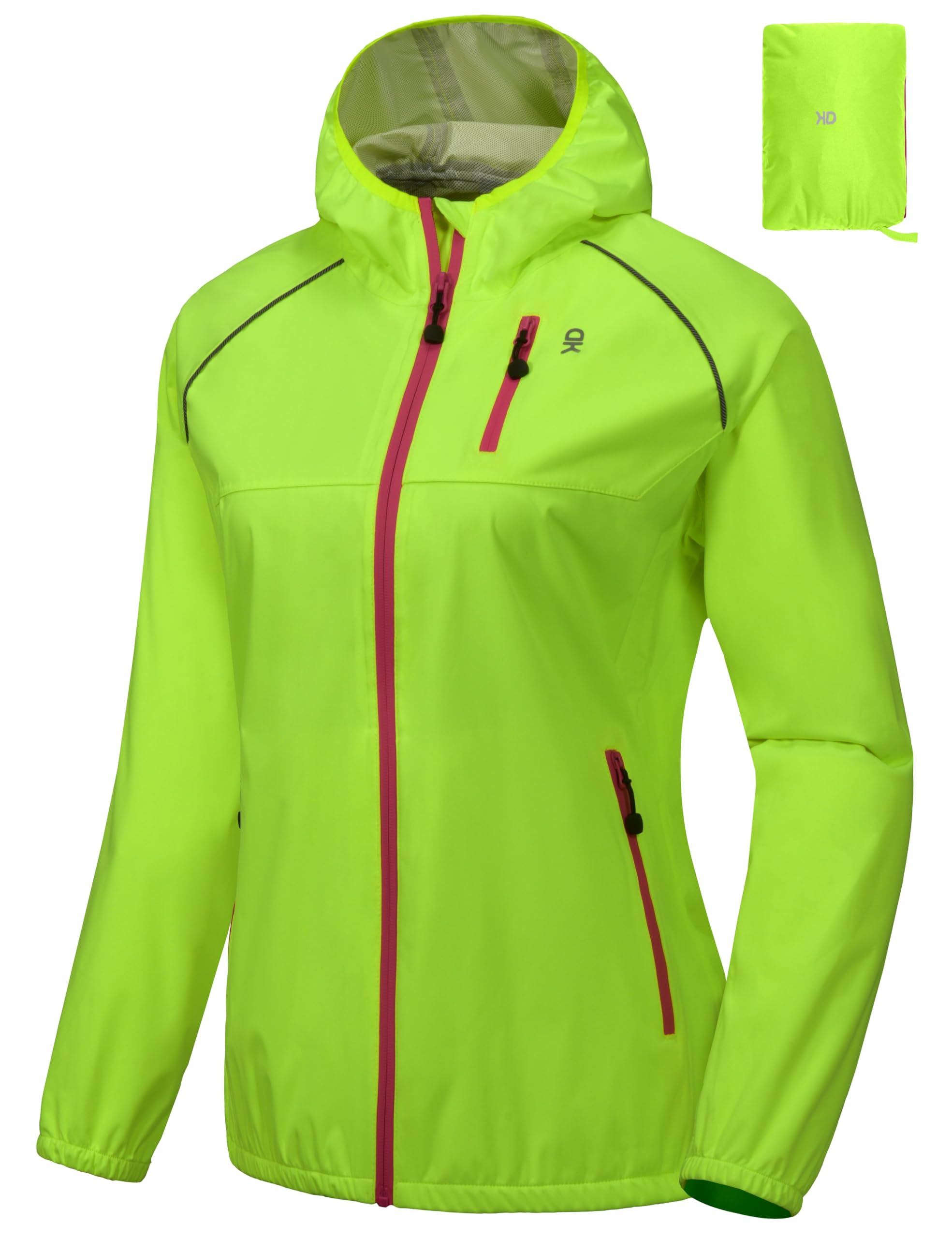 Little Donkey Andy Women's Lightweight Waterproof Cycling Jacket with Hood - Windproof, Stretchable & Packable Raincoat for Biking, Hiking & Outdoor Activities