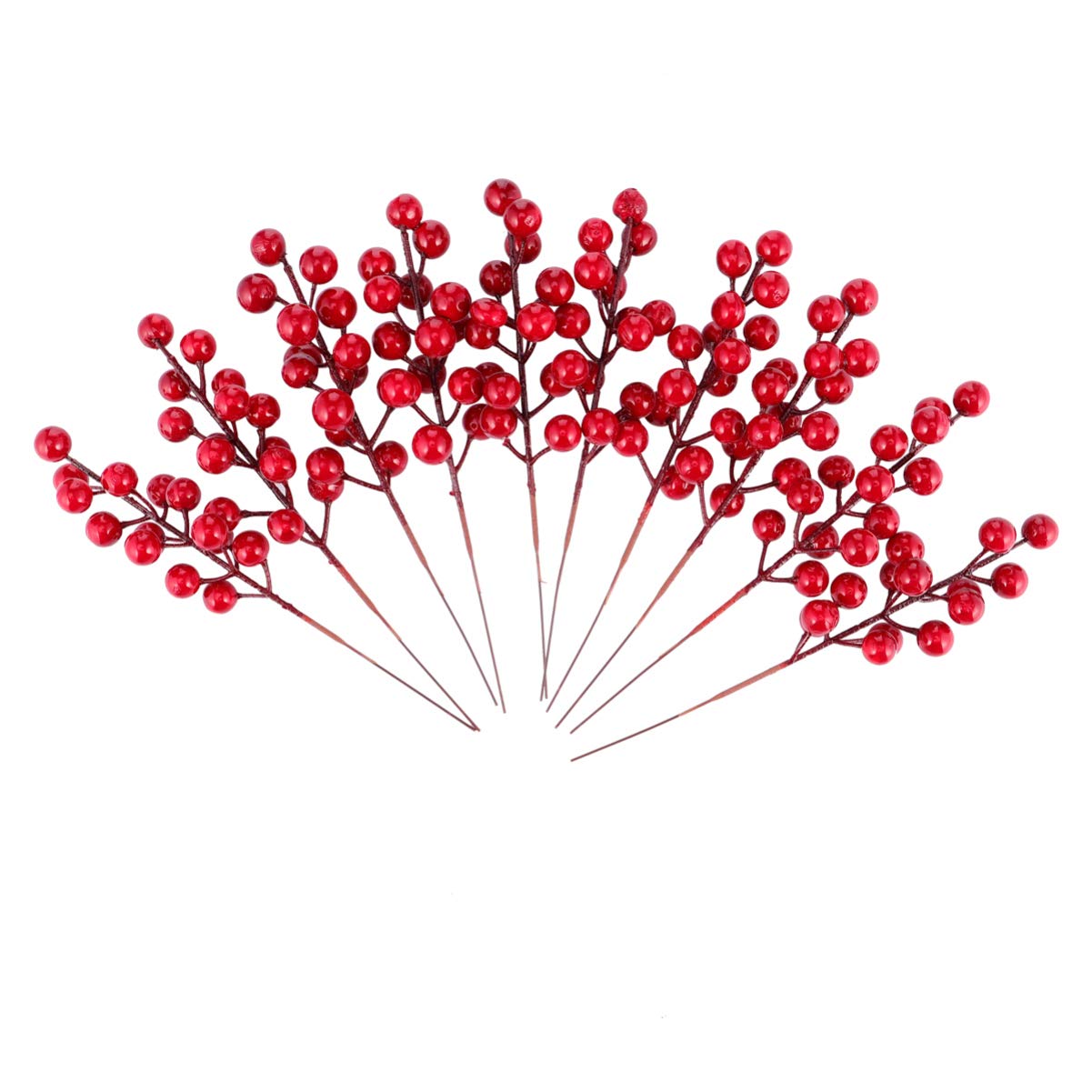 SOIMISS 10pcs Artificial Red Berry Stems - Burgundy Faux Holly Berries for Christmas Tree Decorations, DIY Crafts, Wreaths & Holiday Centerpieces - Realistic Fake Berry Twigs for Festive Home Decor