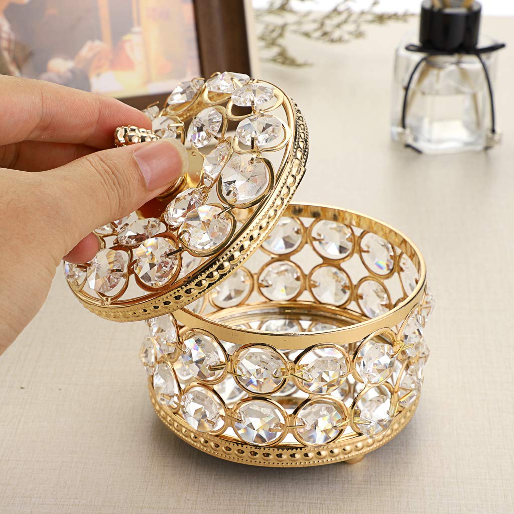 Hipiwe Crystal Mirrored Jewelry Box - Elegant Jewelry Organizer for Rings, Earrings & Necklaces | Durable Keepsake Storage with Mirror | Perfect for Bedroom, Bathroom & Travel Use