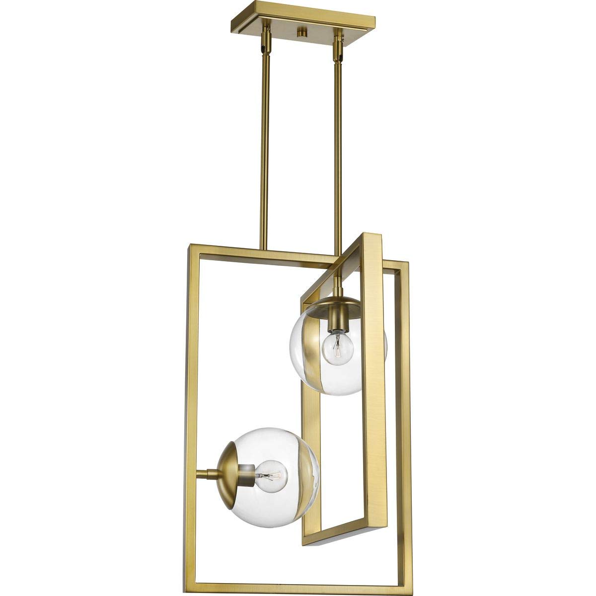 Atwell Collection 2-Light Clear Glass Luxe Pendant Light Fixture in Brushed Bronze - Modern Dining Room & Kitchen Island Lighting