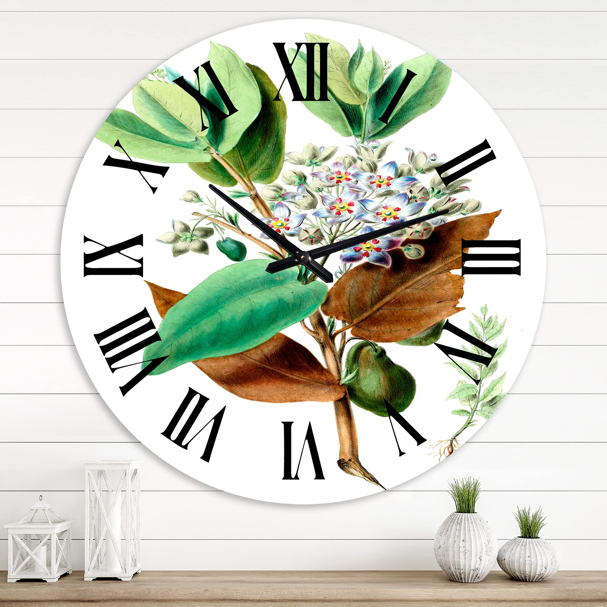Vintage Floral Wall Clock - Large Traditional Botanical Design for Home & Office Decor | Perfect for Living Room, Bedroom, and Kitchen