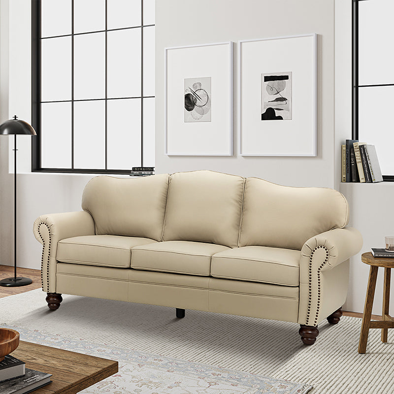 Flavio 81 Genuine Leather Sofa - Premium Full Grain Leather Couch for Living Room, Lounge & Office - Comfortable Modern Sectional Sofa with Sturdy Wood Frame