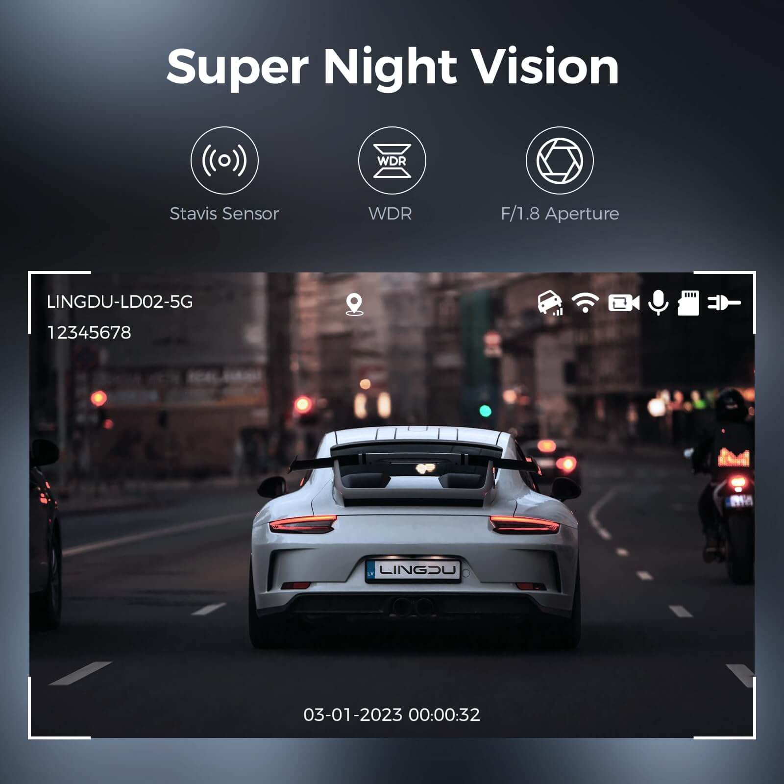 LINGDU LD02 2CH 4K Dash Cam with 3