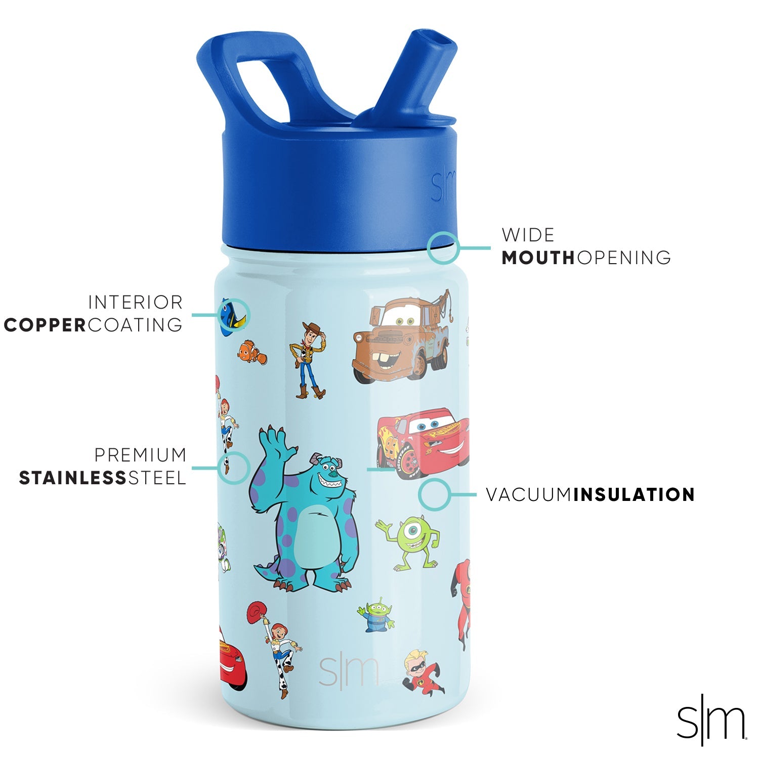 Summit Kids Water Bottle with Straw Lid - BPA Free, Leak Proof, Insulated Stainless Steel Bottle for School, Sports & Outdoor Activities