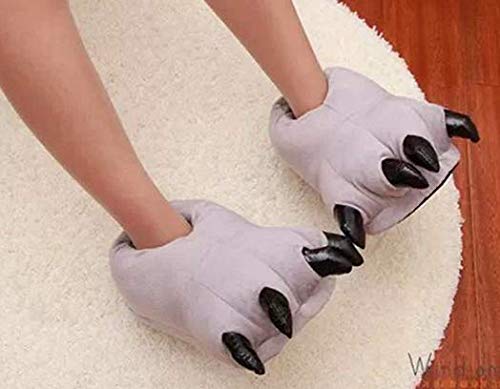 Unisex Plush Animal Paw Slippers - Fuzzy Warm House Shoes for Men & Women | Dinosaur & Claw Design | Perfect for Winter Comfort, Home Lounging & Gifts