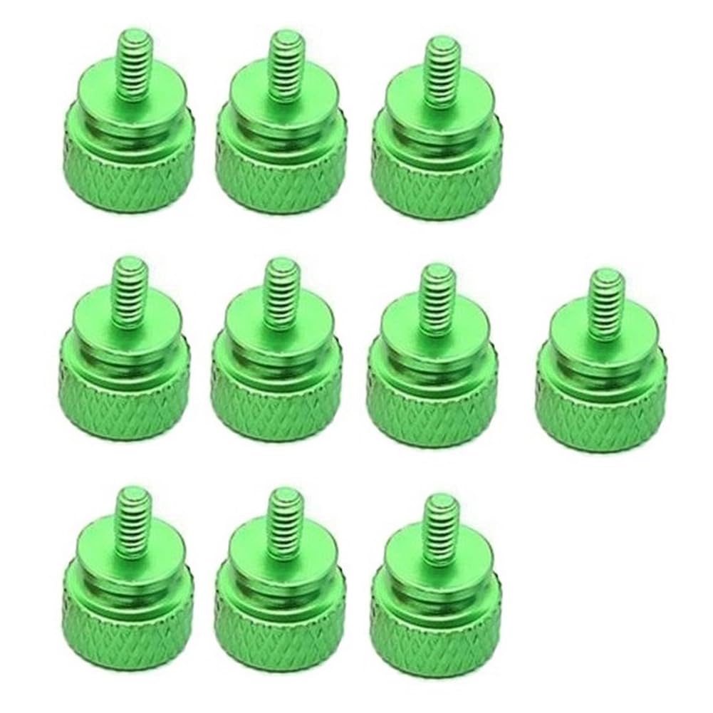 10Pcs UNC6-32 M3.5 Computer Case Screws for GPU Holder PSU & Side Panel - Green PC Building & Water Cooling Hardware - Perfect for DIY Computer Assembly and Case Modding