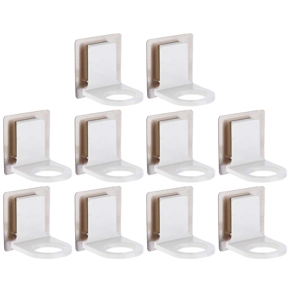 10-Pack Cabilock Shower Gel Holder - Wall Mounted Bathroom Soap Dispenser with Hanging Hook for Liquid Soap, Shampoo & Lotion - Durable PP Plastic White Shelves (Perfect for Showers, Kitchens & Laundry Rooms)