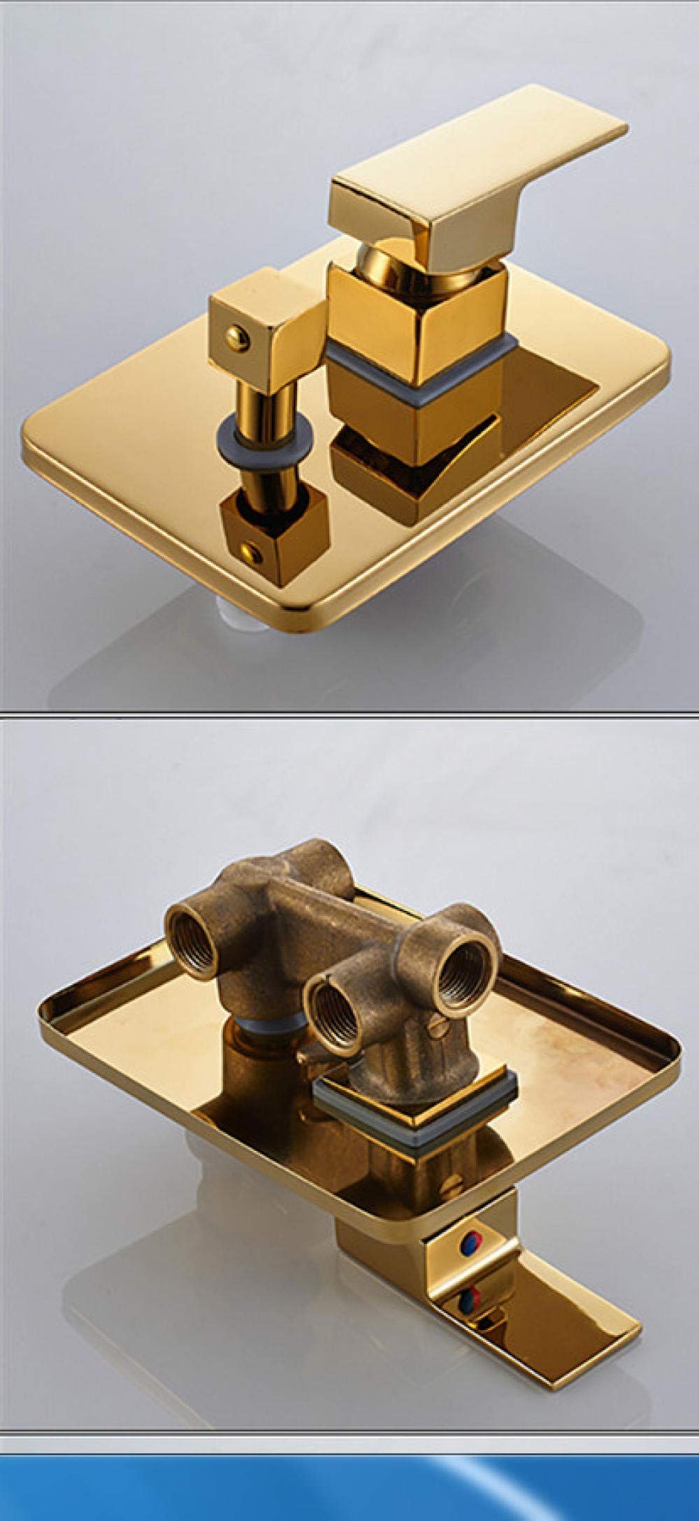 Golden Waterfall Shower Faucet Set - Wall Mounted Bathroom Mixer Tap with Hand Shower - Modern Matte Black Bathroom Fixture for Spa-Like Shower Experience