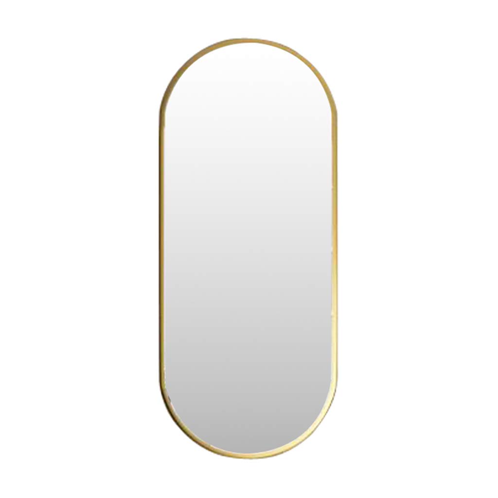 Nordic Oval Metal Wall Mirror - Gold Modern Makeup & Bathroom Mirror with Hanging Hardware | Perfect for Vanity, Dressing Room & Home Decor