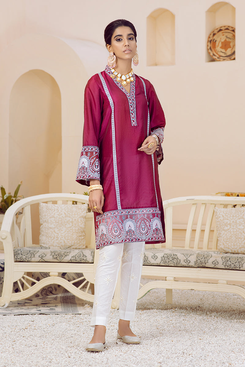 MAGENTA BLOOM EMBROIDERED SHIRT Women's Floral Embroidered Blouse - Elegant Casual Top for Spring Summer Outfits, Office Wear & Date Nights