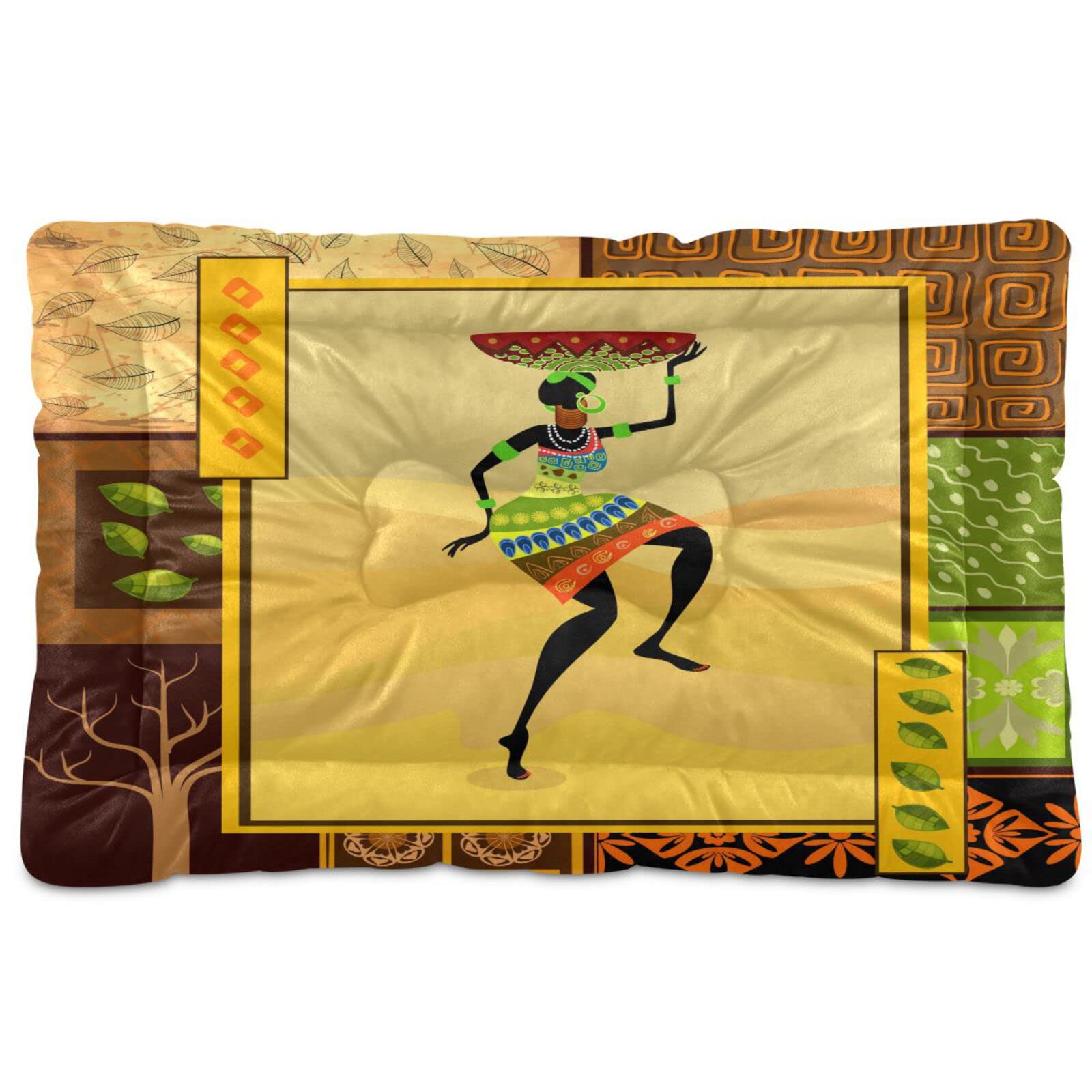 African Girl Pet Bed - Non-Slip Dog & Cat Mat for Small Pets (24x18 Inch) - Cozy Crate Pad for Home