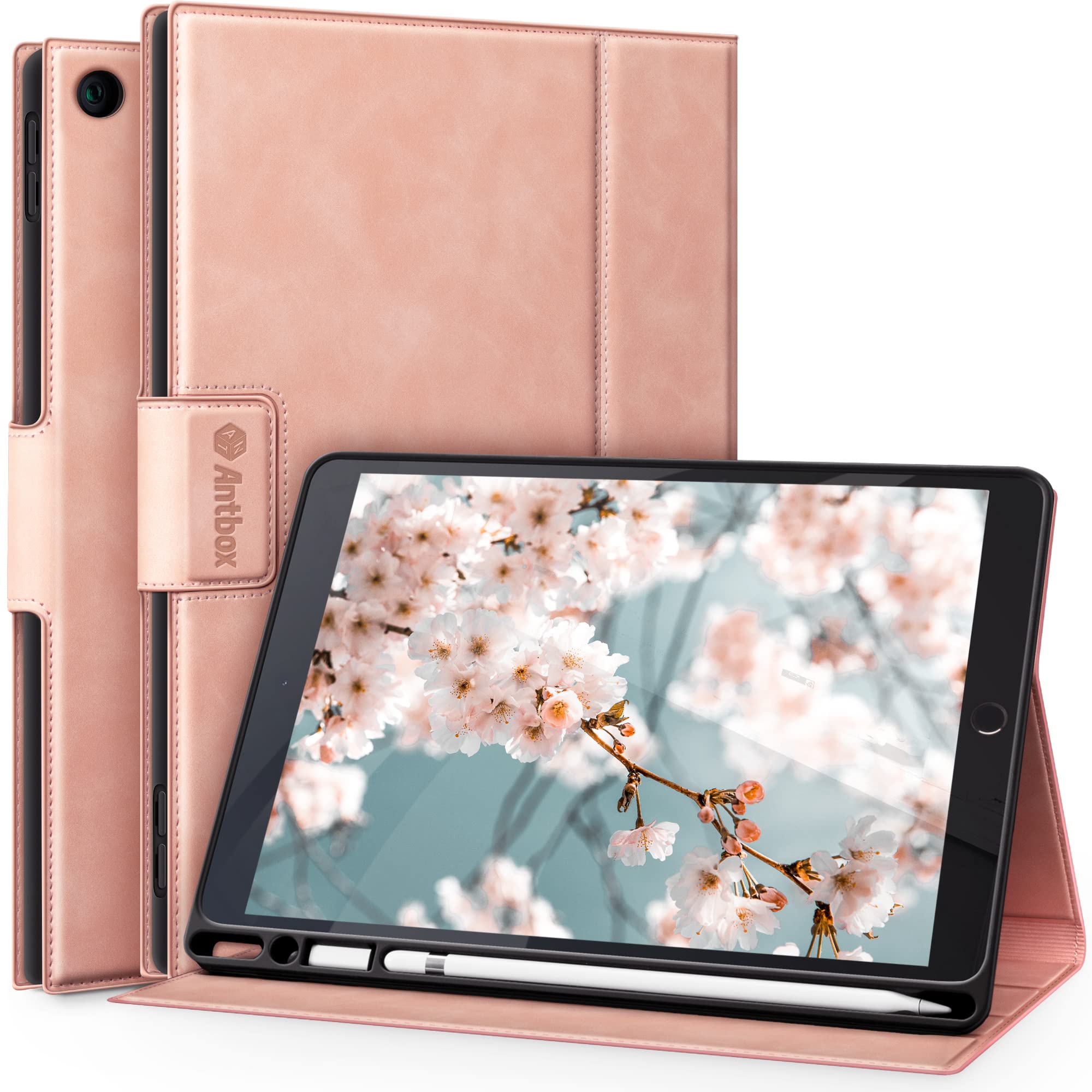 Premium PU Leather Smart Case for iPad 9th/8th/7th Generation (10.2 inch 2021/2020/2019) with Pencil Holder & Auto Sleep/Wake - Protective Cover for School, Office & Travel (Pink)