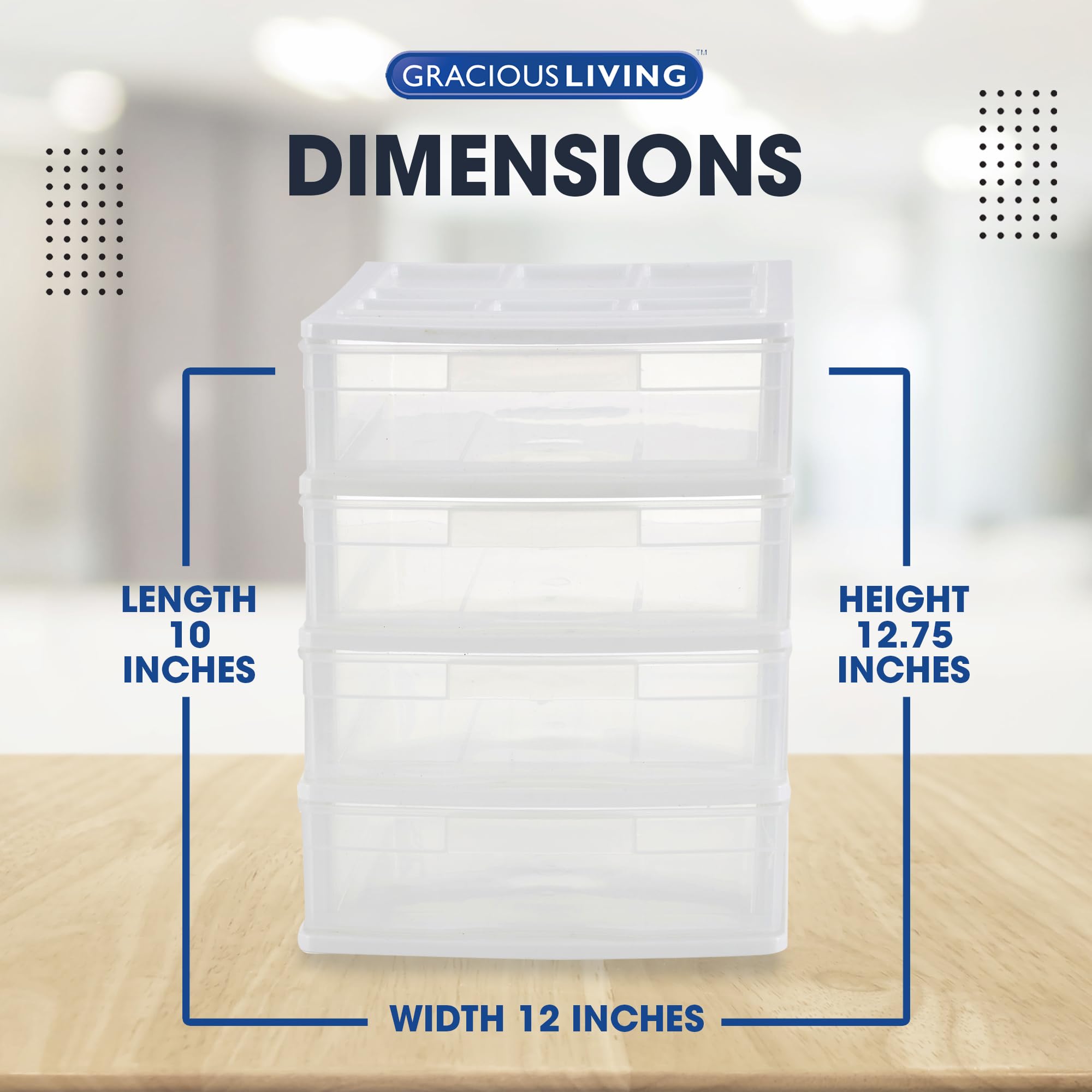 Gracious Living 4-Drawer Desktop Organizer with Lid - White/Clear Storage Box for Crafts, Office & School Supplies (3-Pack) - Perfect for Craft Rooms, Home Offices & Classroom Organization