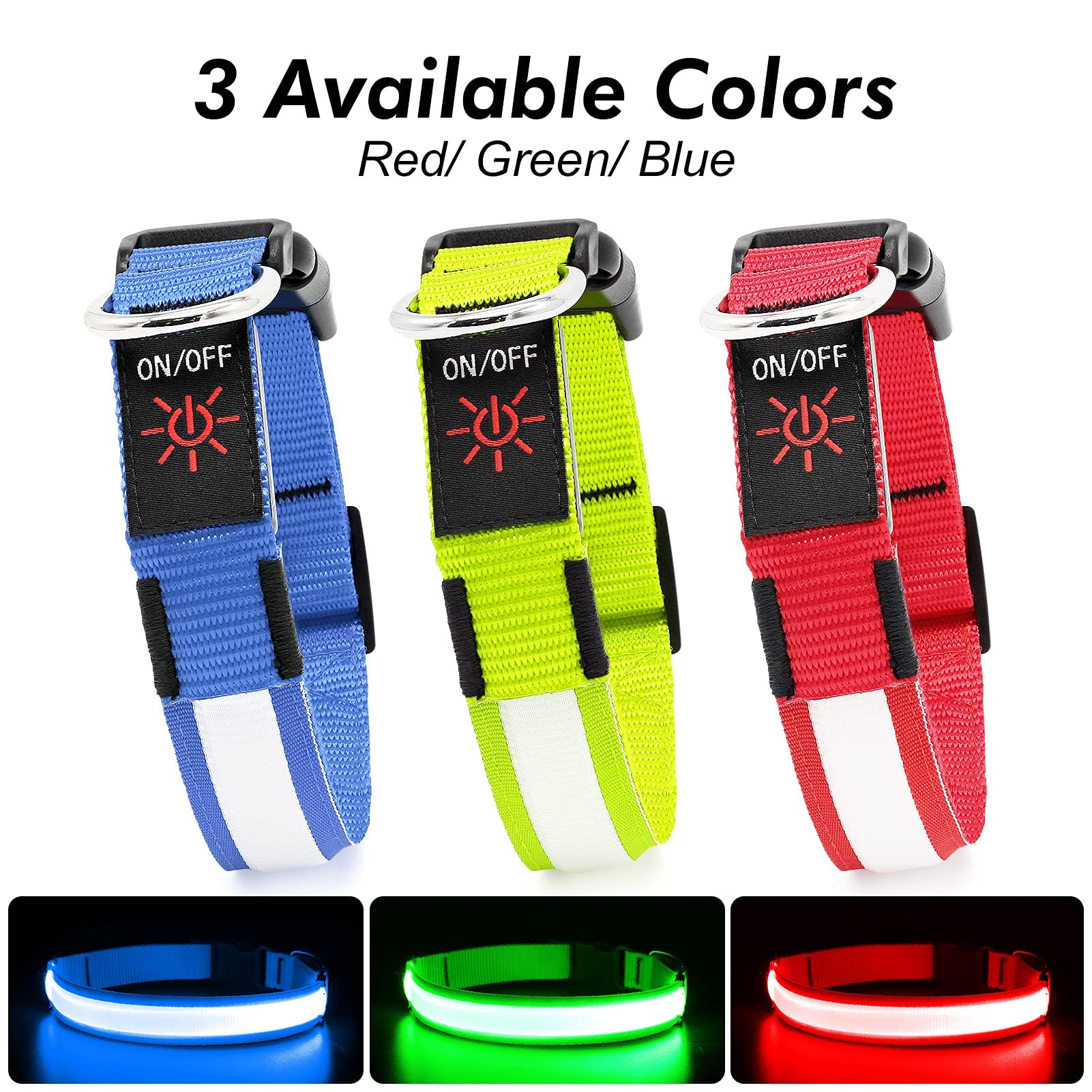 BSEEN Rechargeable LED Dog Collar - Waterproof Reflective Glow in The Dark Collar for Small Dogs, Night Safety Walking Gear with Bright Royal Blue Light - Perfect for Evening Walks, Jogging & Outdoor Adventures