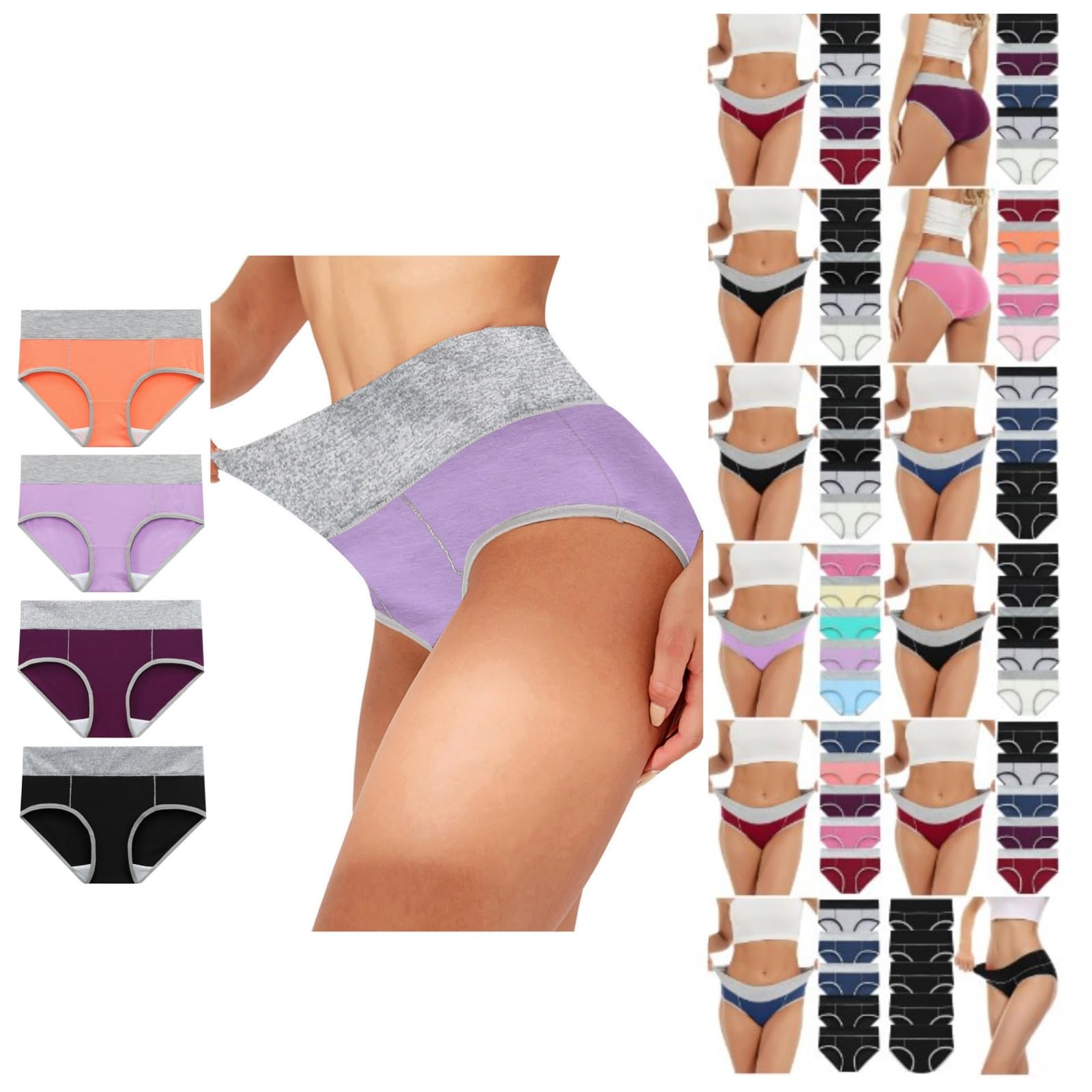 Aniywn 4/5PC Women's Seamless Underwear No Show Stretch Bikini Panties High Waisted Full Coverage Ladies Plus Size Panties - Comfortable Everyday Wear for Work, Travel & Yoga