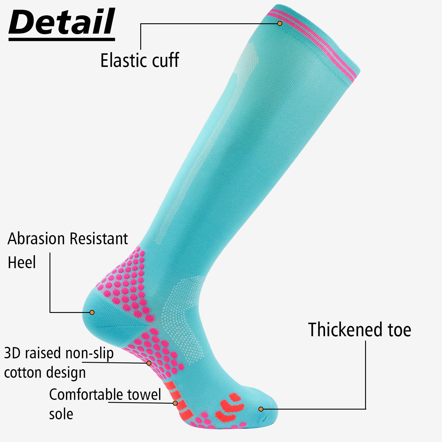 Anti-Slip Soccer Socks - Non-Skid Long Compression Knee Socks for Men & Women - Breathable Football Grip Socks for Sports & Training - Perfect for Soccer, Running, and Gym Workouts