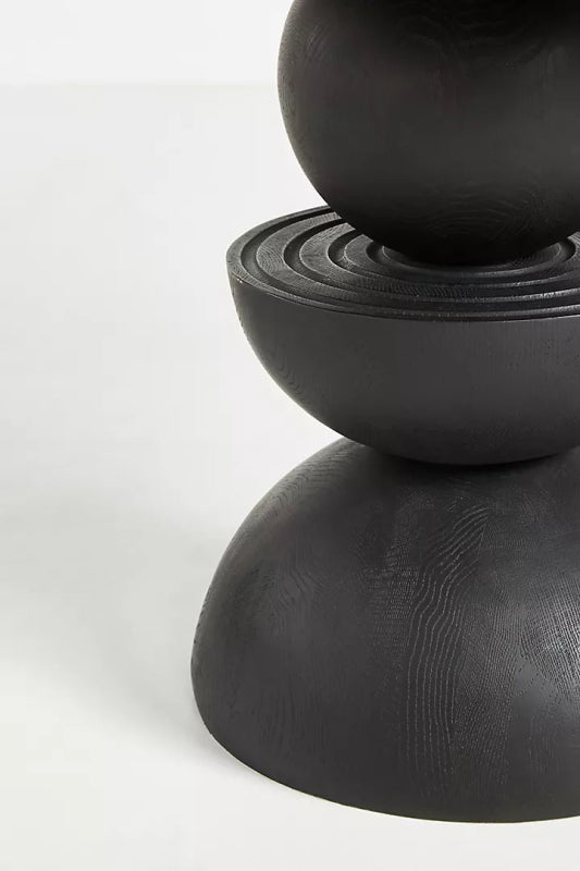 Handmade Modern Round Black Dining Table - Elegant Designer Wooden Table for Kitchen, Dining Room, or Small Space Decor