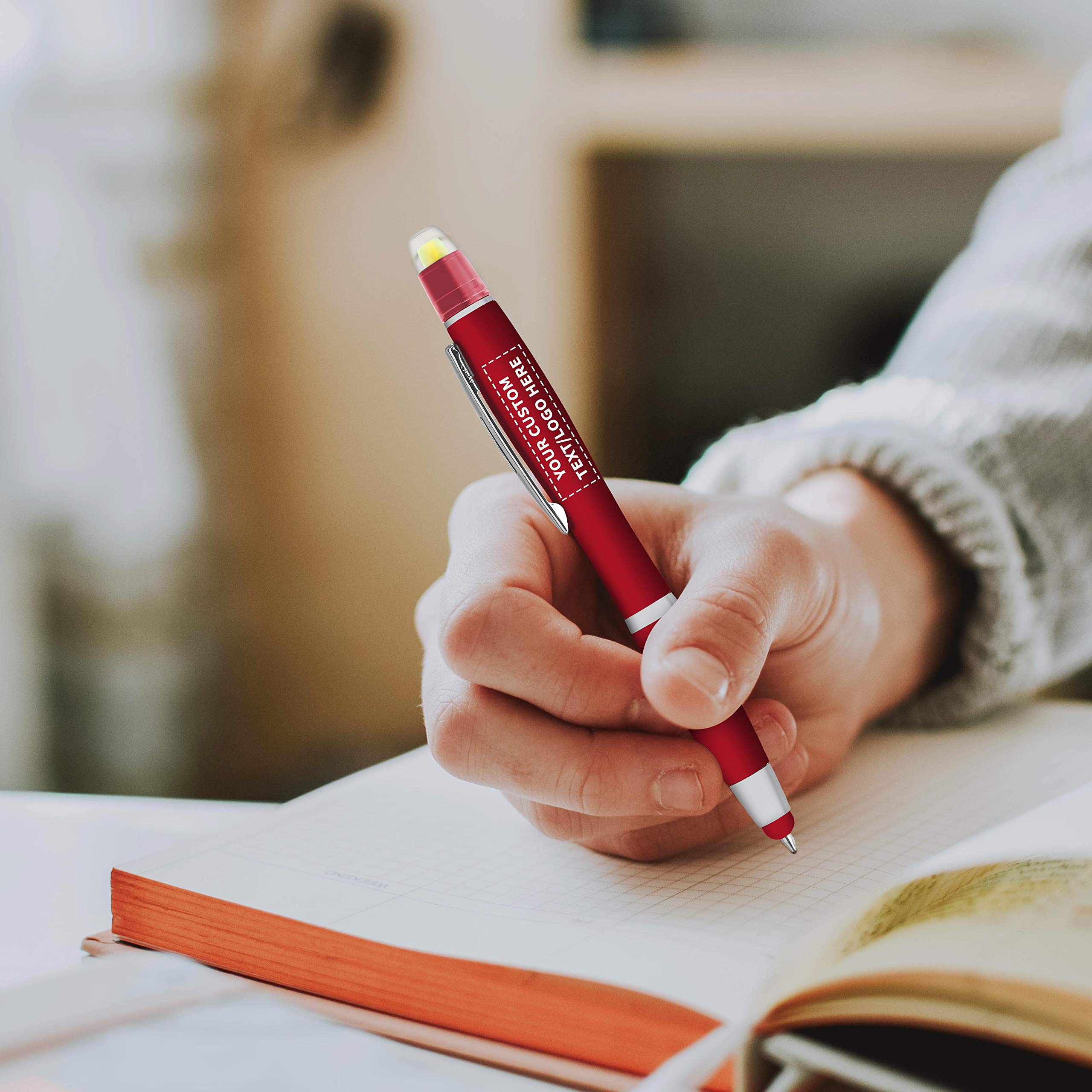 Custom Maitland Gel Highlighter Stylus Pens - 100 Pack Bulk - Smooth Writing, Personalized with Text/Logo - Ideal for Office, School & Note-Taking (Red)