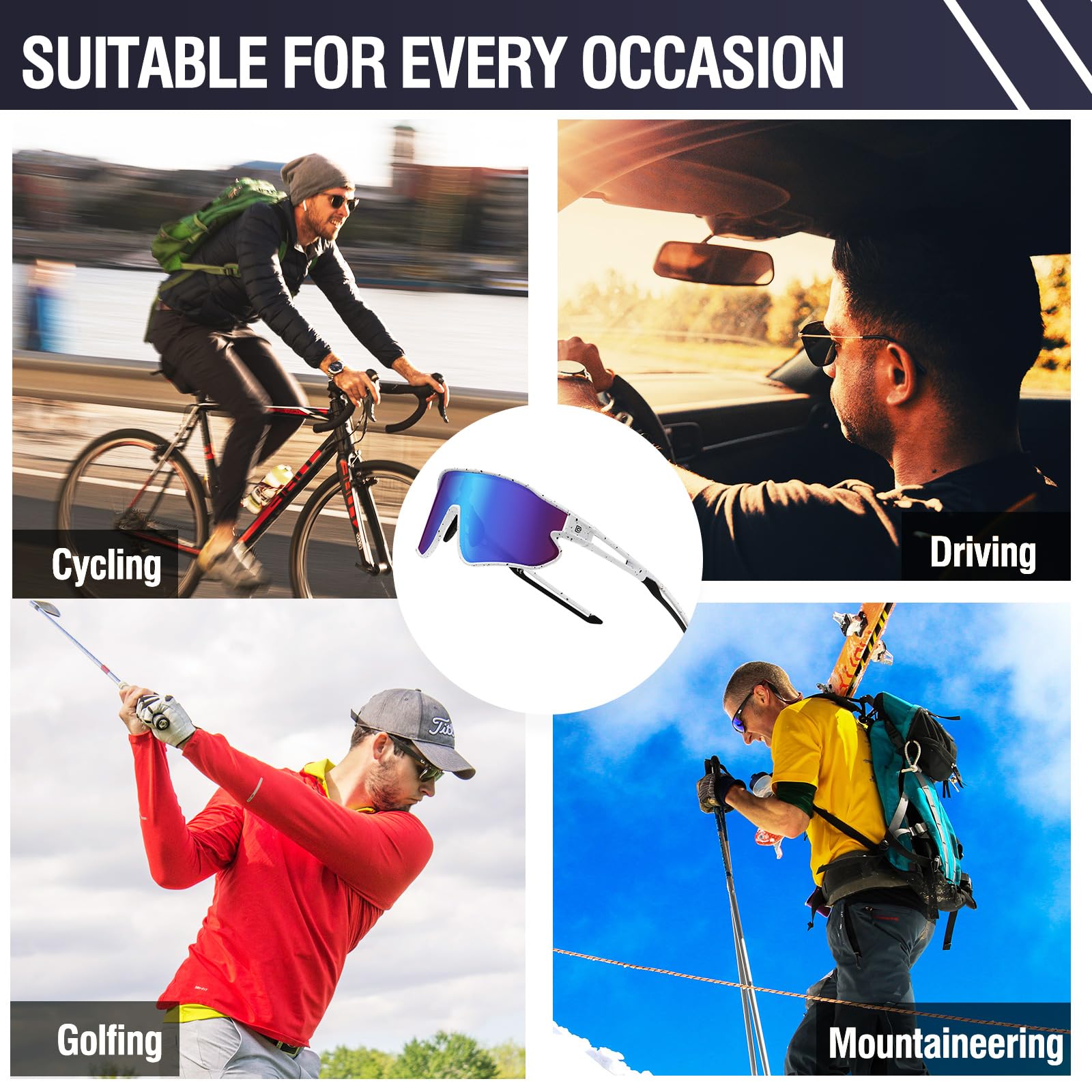 DUCO Sports Polarized Sunglasses for Men & Women - UV400 Protection Running Cycling Fishing Baseball Glasses - Lightweight Comfortable for Outdoor Sports & Driving (Model DC0023)