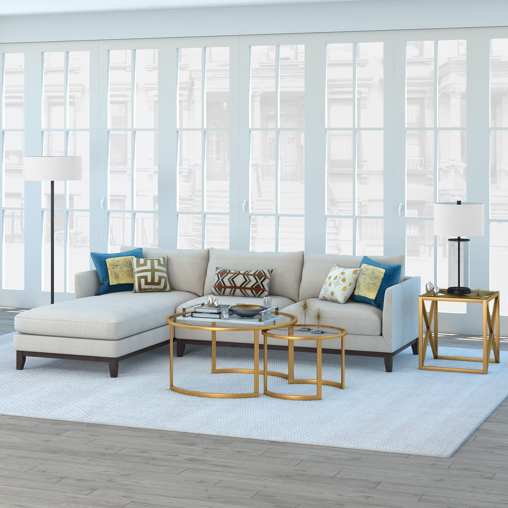 Stylish Mitera Round Nested Coffee Table in Brass - Perfect for Living Room, Lounge & Modern Home Decor