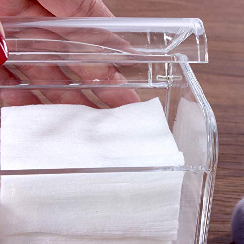 Sooyee 3-Compartment Plastic Apothecary Jar - Cotton Ball, Swab & Round Pad Organizer | Bathroom & Vanity Storage Dispenser for Floss, Qtips & Beauty Supplies | Clear Countertop Organizer for Home, Salon & Spa