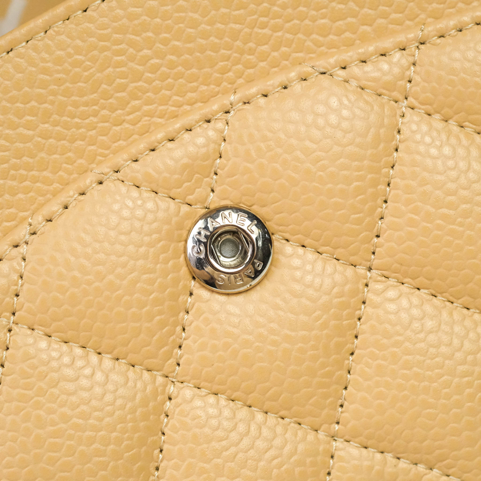 Chanel Classic M/L Medium Double Flap Bag in Beige Caviar Leather with Silver Hardware - Luxury Handbag for Women, Perfect for Work, Parties & Everyday Use