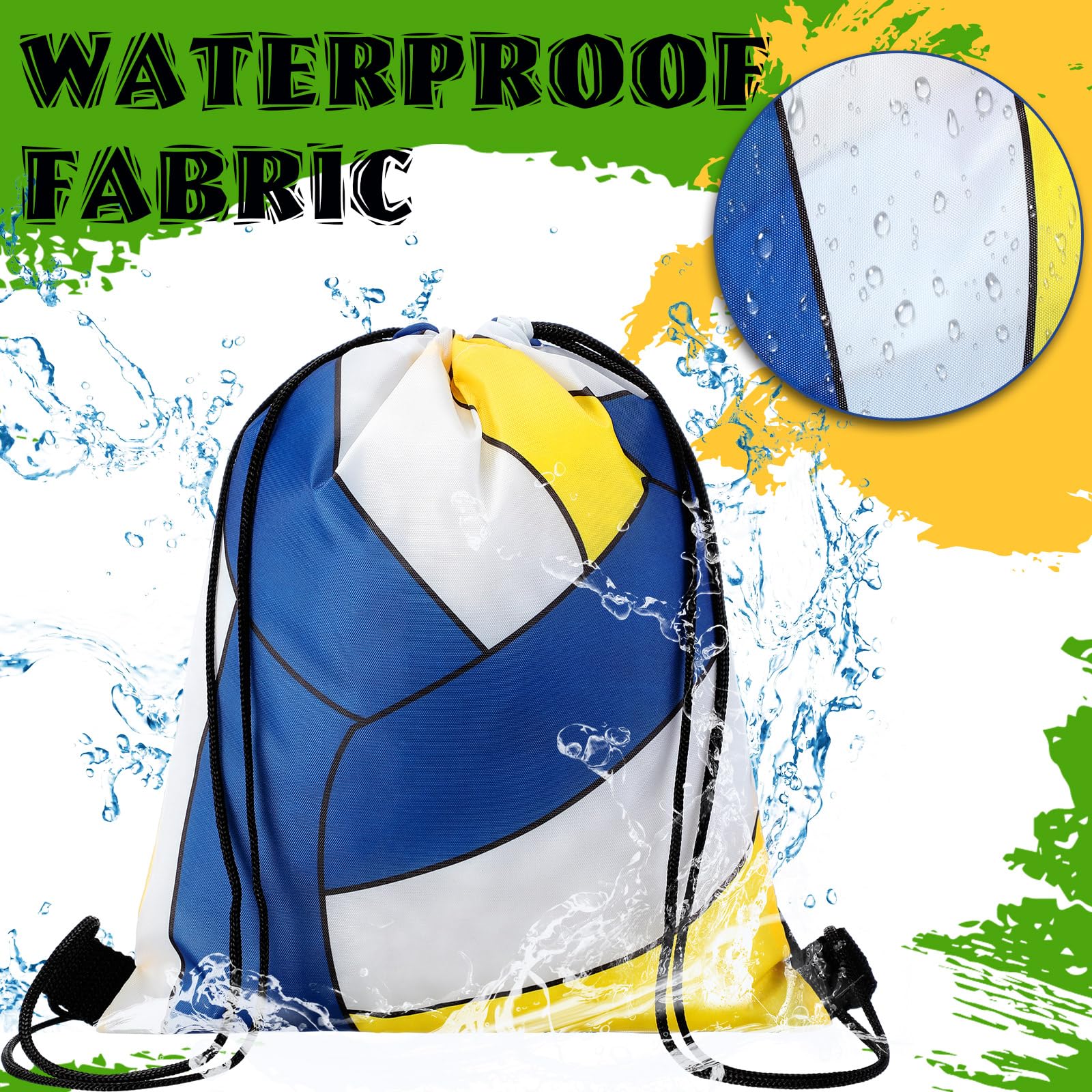 12 Pack Volleyball Drawstring Bags - 12