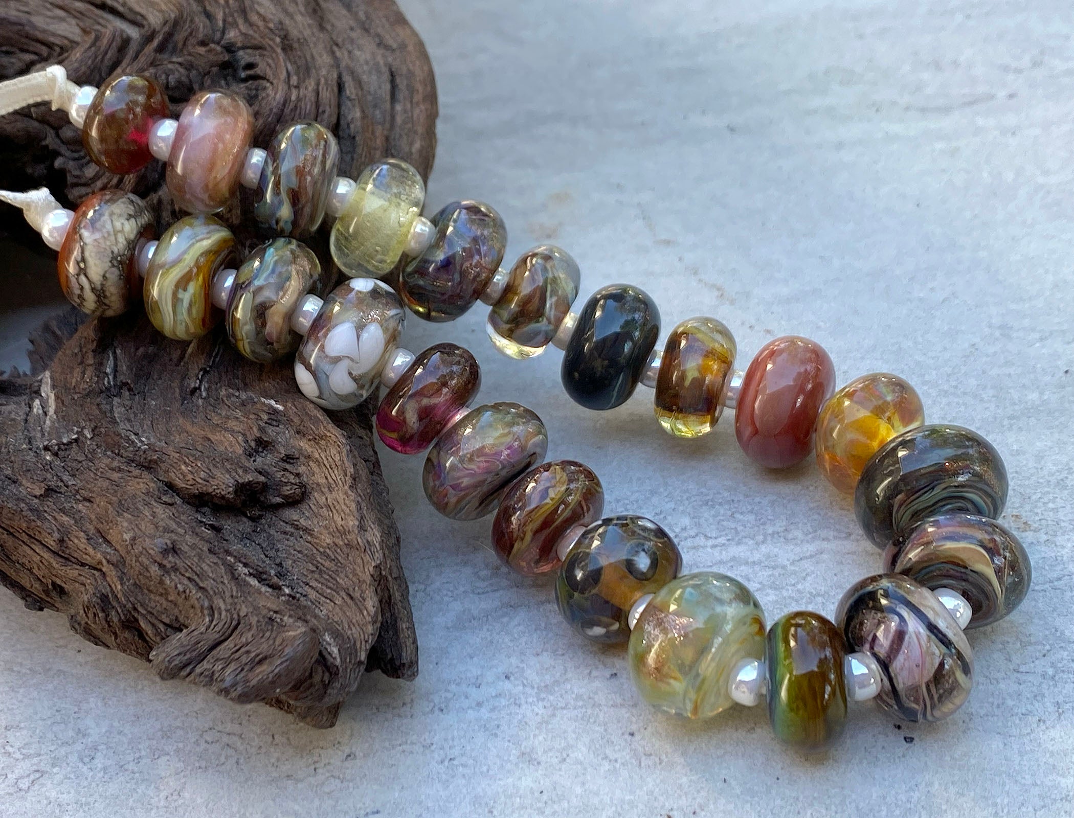 26-Piece Brown Orphan Mix Lampwork Glass Beads Set for Jewelry Making - DIY Bracelets, Necklaces & Craft Projects (SRA)