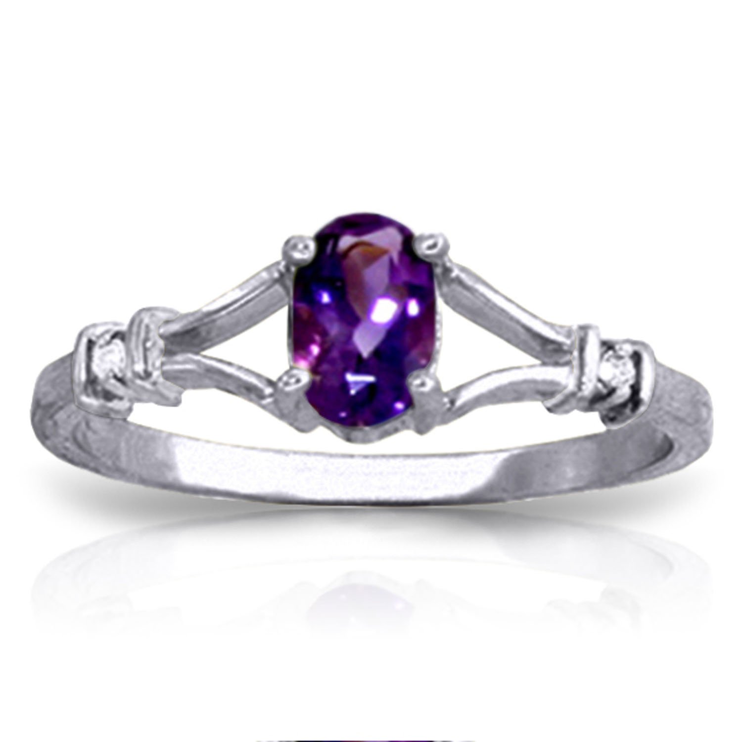 14K Yellow, White & Rose Gold Oval Amethyst Diamond Accent Ring for Women | GG Galaxy Gold Elegant Jewelry | Perfect for Weddings, Anniversaries & Special Occasions