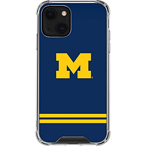 Skinit Clear iPhone 13 Mini Phone Case with Officially Licensed Michigan Logo Striped Design - Durable Scratch-Resistant Protection for Everyday Use, Work & Travel