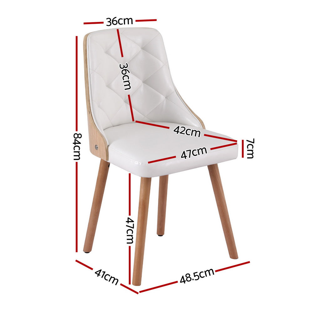 2 Pack Artiss White PU Leather Dining Chairs - Modern Kitchen & Dining Room Furniture for Home, Restaurant, Cafe & Office Use