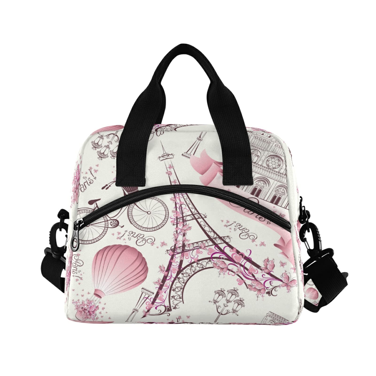 Paris Eiffel Tower Insulated Lunch Bag - Reusable Thermal Tote with Adjustable Strap for Office, School & Picnic | French-Themed Cooler Bag for Women & Kids | Perfect for Work, Travel & Outdoor Activities