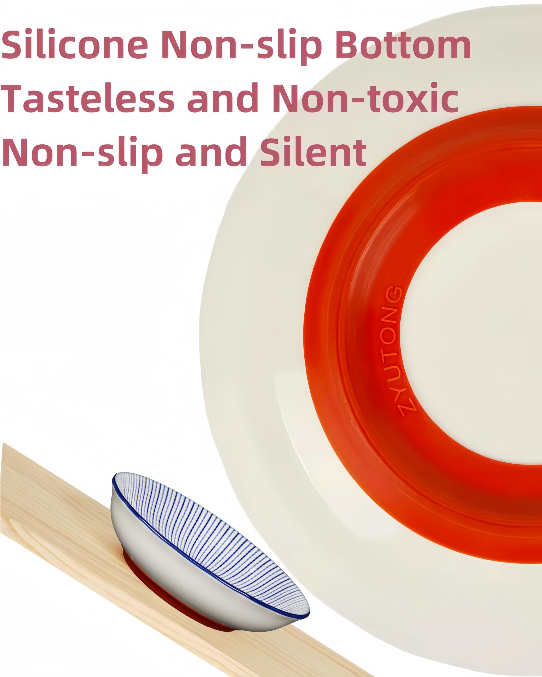 Anti-Slip Ceramic Cat Bowl Set - 5.5 Inch Shallow Pet Food Dish with Silicone Base for Whisker Fatigue Relief | Cute Wide Flat Cat Plates for Indoor Kittens | Perfect for Mealtime Comfort & Noise Reduction in Homes