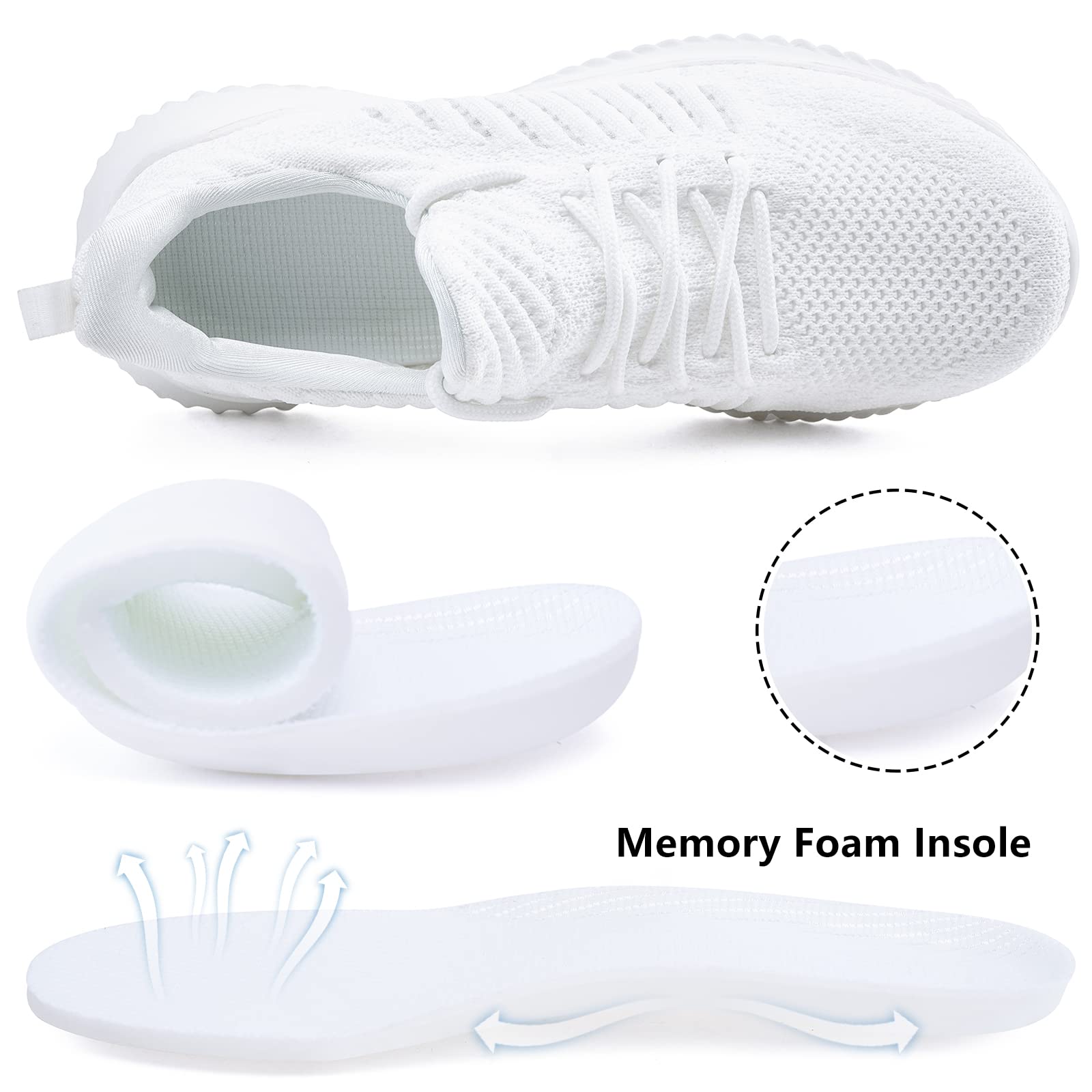 Akk Women's Slip-On Walking Shoes - Lightweight Memory Foam Running Sneakers for Tennis, Gym, Workout | Indoor & Outdoor Comfort for Walking, Jogging, Travel & Casual Wear