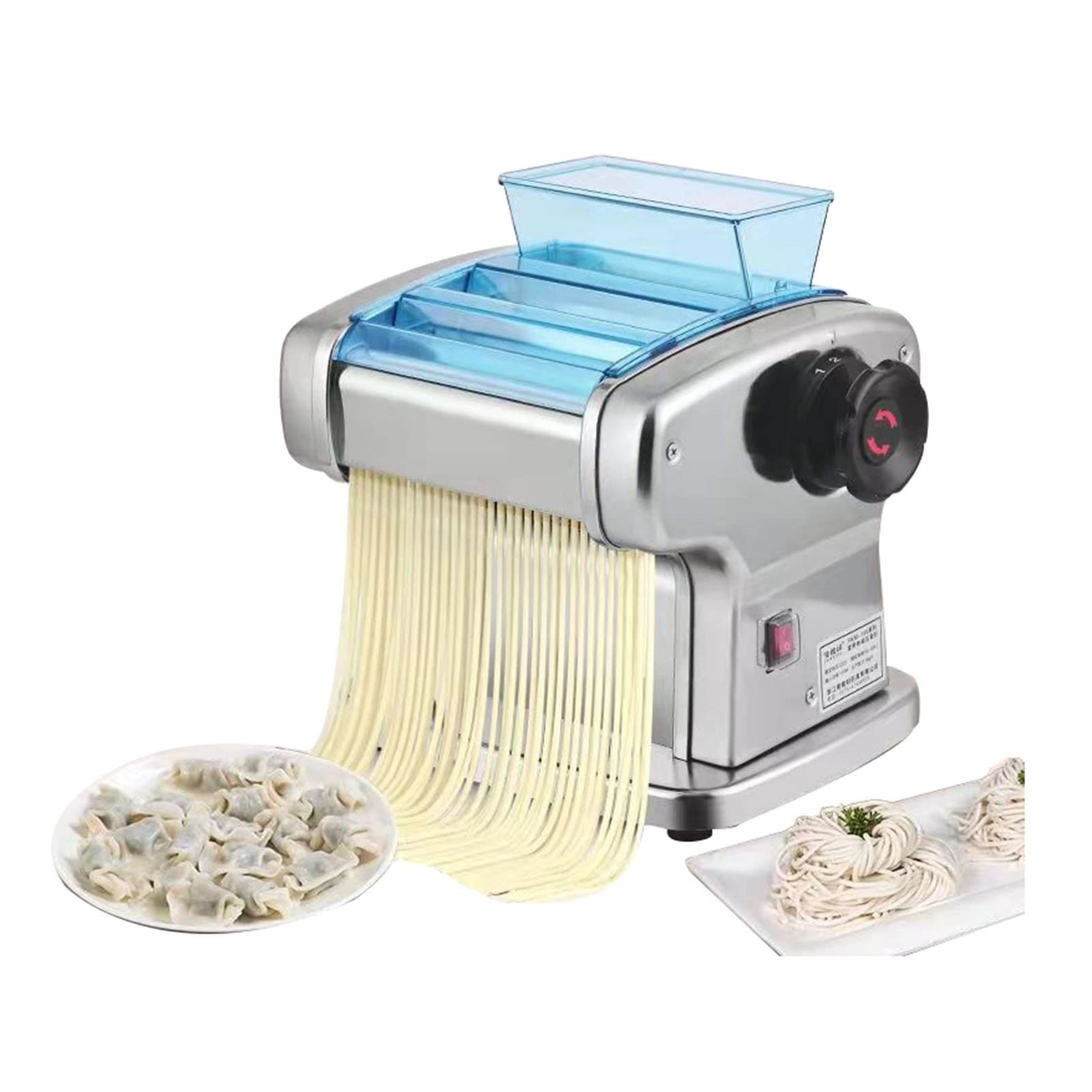 Electric Pasta Maker Machine - Stainless Steel Automatic Noodle Maker with Adjustable Thickness, Washable Alloy Rollers & Cutter - Perfect for Homemade Spaghetti, Fettuccini, Lasagna - Ideal for Italian Cooking, Family Dinners & Restaurant Use