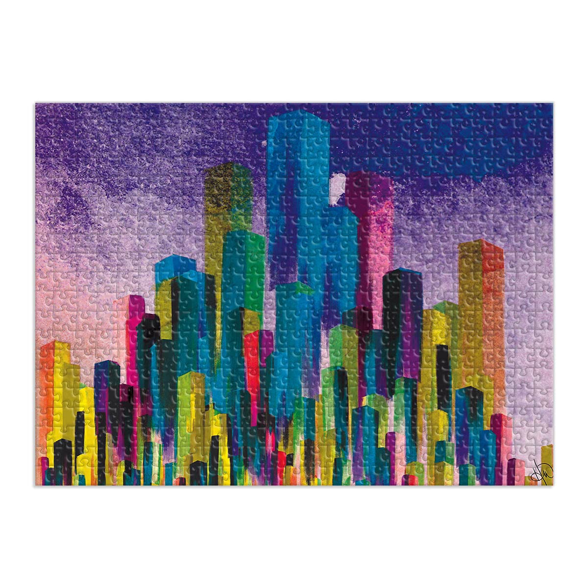 750-Piece Ultramarine Vaporwave Metropolis Jigsaw Puzzle for Adults - Abstract Cityscape Art Puzzle | Perfect for Relaxation, Home Decor & Brain Teaser Games