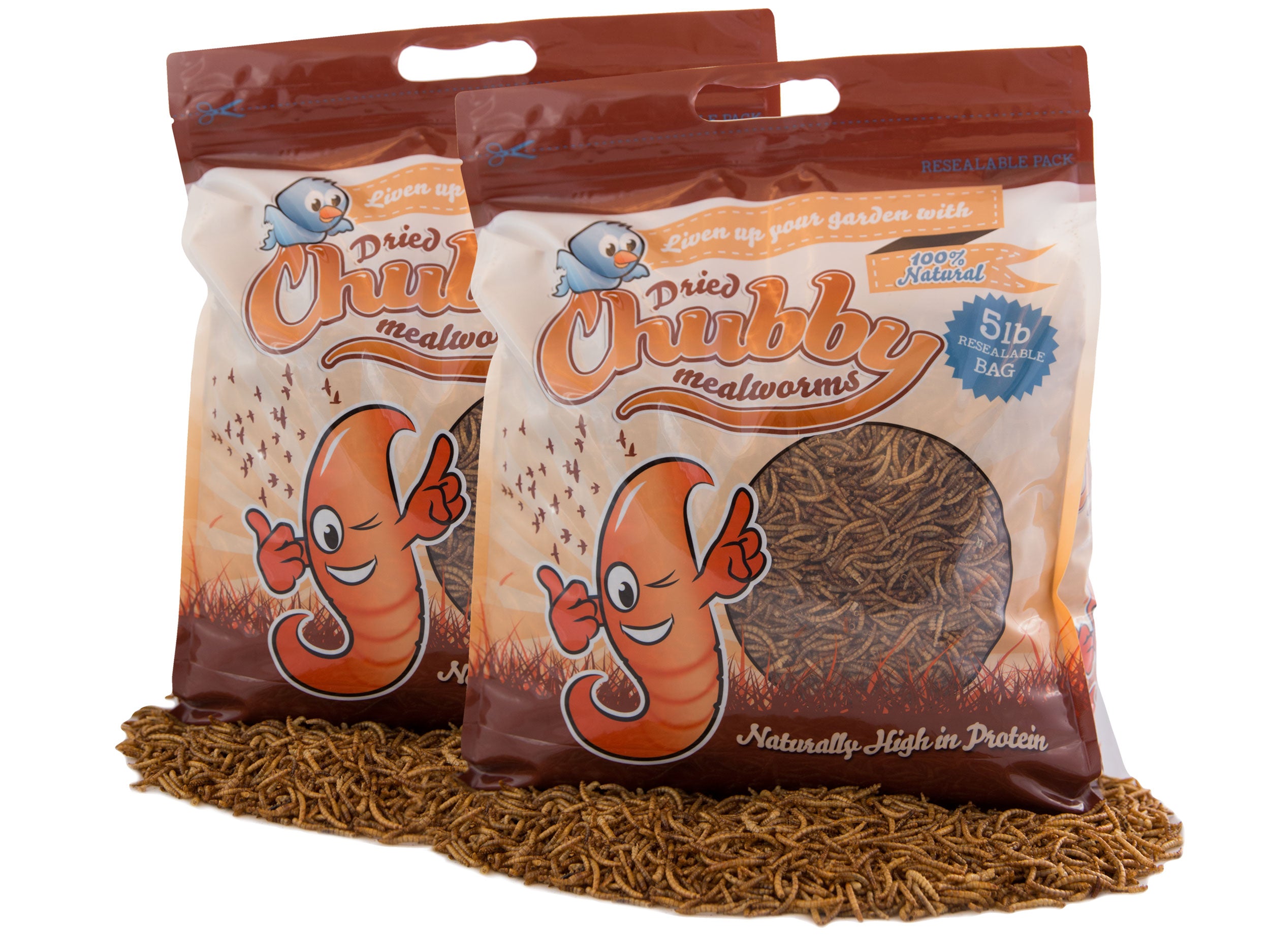 10Lbs Chubby Dried Mealworms for Reptiles, Birds & Chickens - High Protein Pet Food & Wild Bird Treat