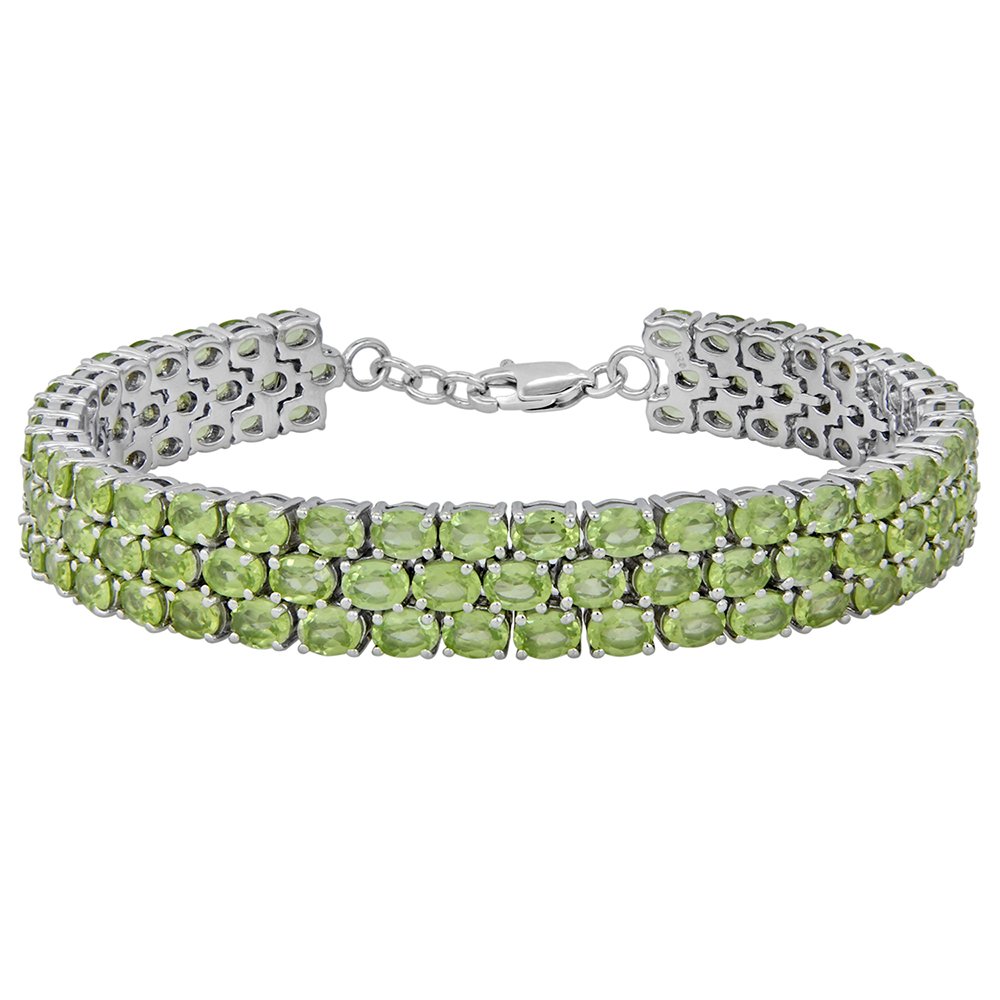 August Birthstone Bracelet - Sterling Silver Tennis Bracelet with Green Peridot Charm | Elegant Fine Jewelry for Women, Mom & Daughter | Perfect Birthday Gift, Anniversary Present | 7