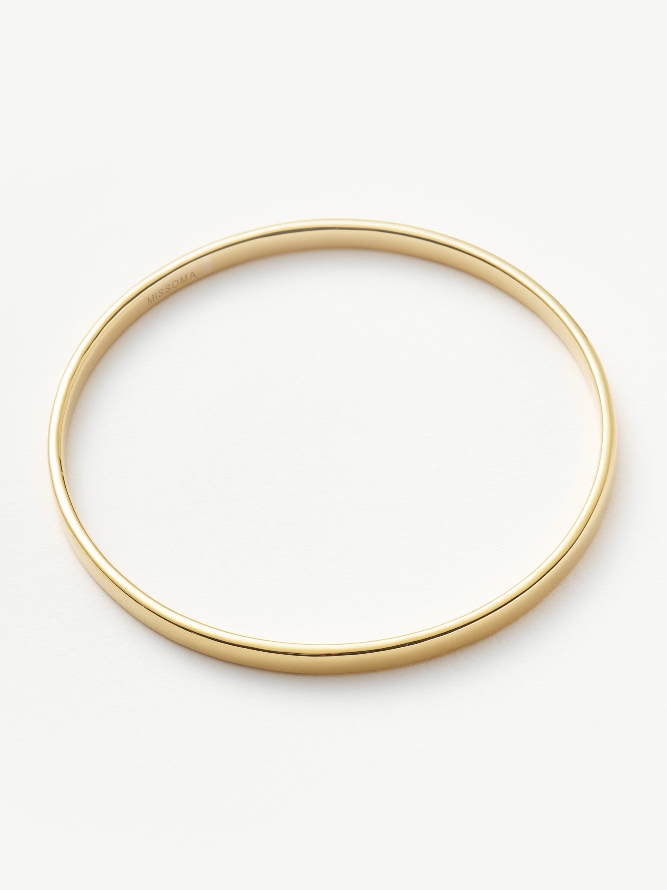 18k Gold Plated Classic Round Bangle Bracelet for Women - Elegant Stackable Jewelry for Everyday Wear, Parties & Special Occasions