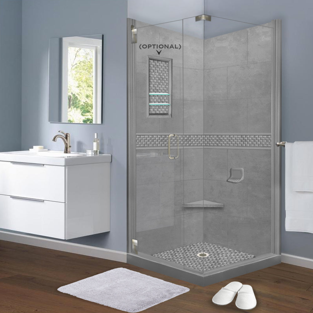 DIY Shower Remodel Kit - Corner Wet Cement Sistine Stone & Jewel Stone Accent for Bathroom Renovation | Perfect for Home Improvement, Shower Walls, and Wet Area Decor